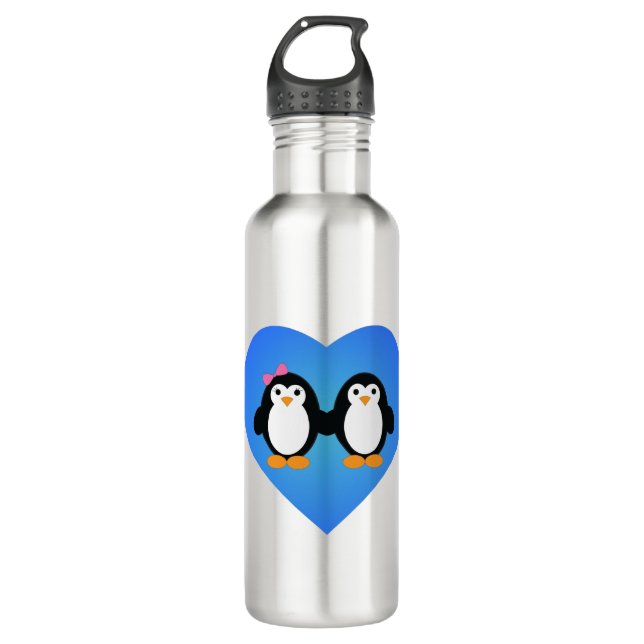 Pinguin-Liebe Edelstahlflasche (Vorderseite)
