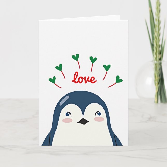 Pinguin-Liebe Einfache Karte (Vorderseite)