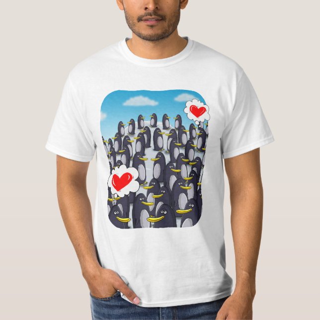 Pinguin Liebe für Valentine. Funny Valentins Gesch T-Shirt (Vorderseite)