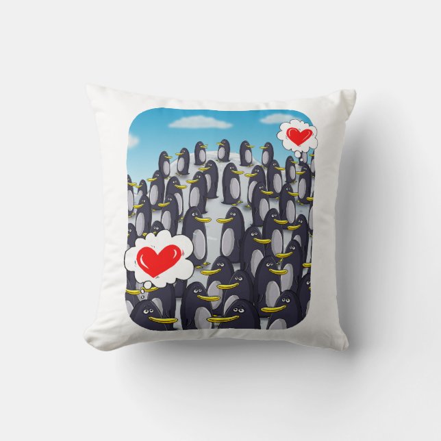 Pinguin-Liebe für Valentine Kissen (Vorderseite)