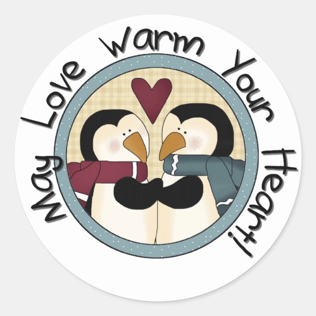 Pinguin Liebe Holiday Shirts und Geschenke Runder Aufkleber (Vorderseite)