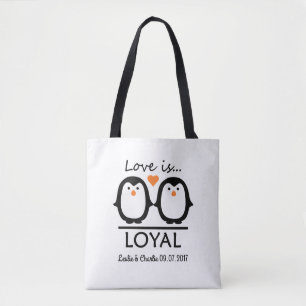 Pinguin-Liebe mit individuellen Namen & Datum-Tasc Tasche