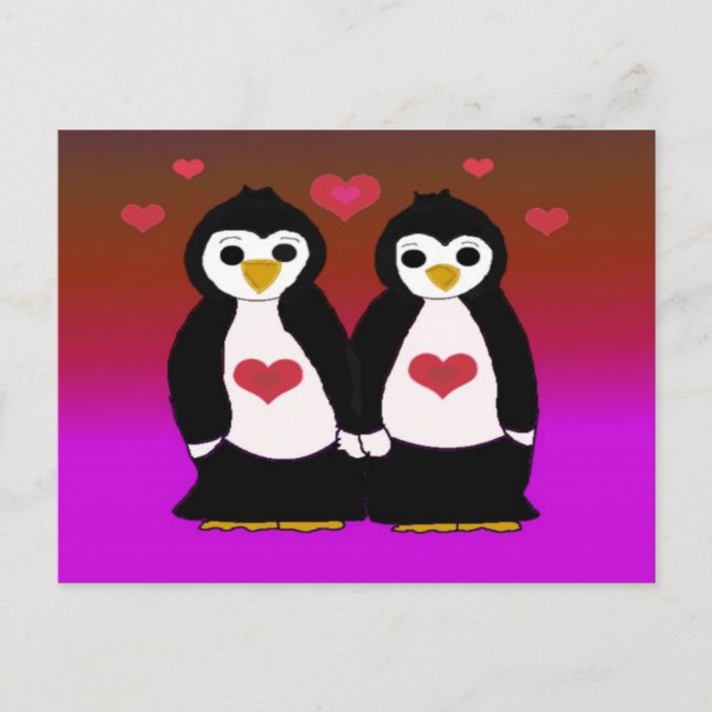Pinguin-Liebe Postkarte (Vorderseite)