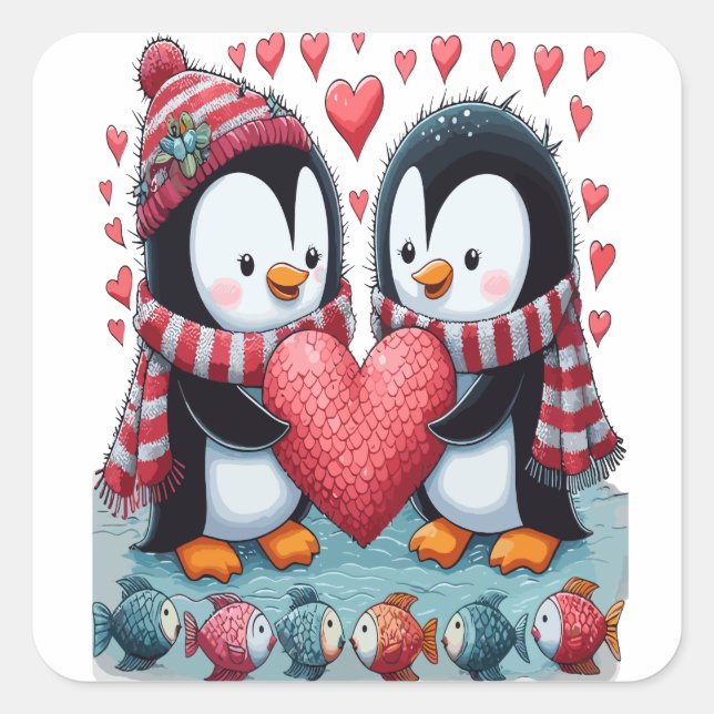 Pinguin Liebe Valentinstag Aufkleber (Vorderseite)