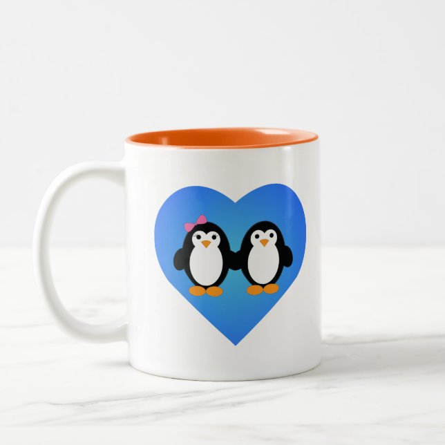 Pinguin-Liebe Zweifarbige Tasse (Links)