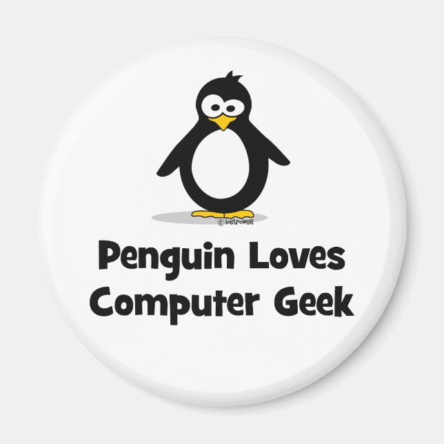 Pinguin Lieben Computerfreak Magnet (Vorne)