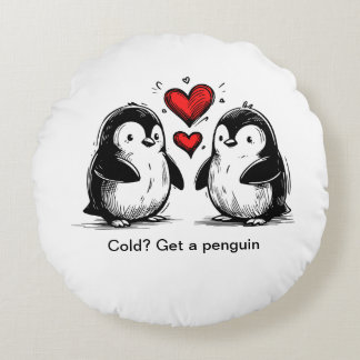 Pinguin-Liebesparade Rundes Kissen