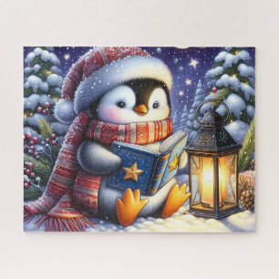 Pinguin liest Weihnachtsbuch