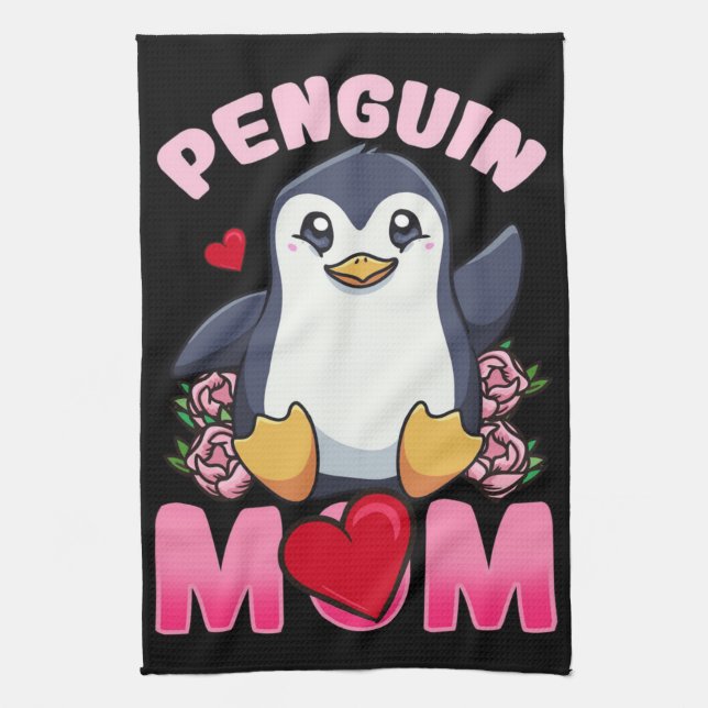 Pinguin-Mama | Geschenk für die eigentümerische Pi Geschirrtuch (Vertikal)