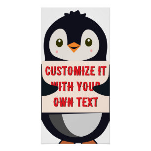 Pinguin-Maskottchen mit einem Schild für benutzerd