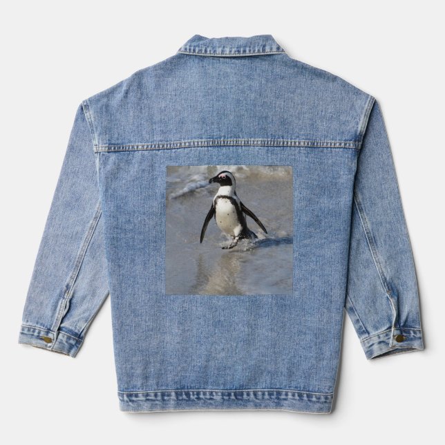 Pinguin mit Attitude, Jean Jacket. Jeansjacke (Rückseite)
