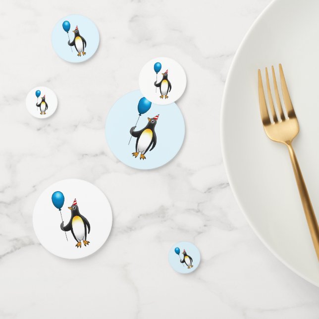 Pinguin mit Ballon Konfetti (Gruppe)