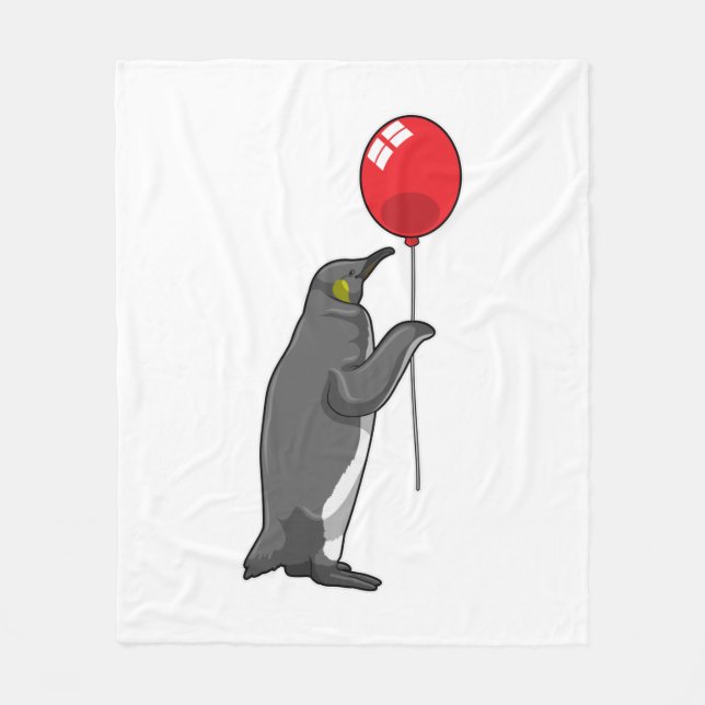 Pinguin mit Balloon Fleecedecke (Vorderseite)