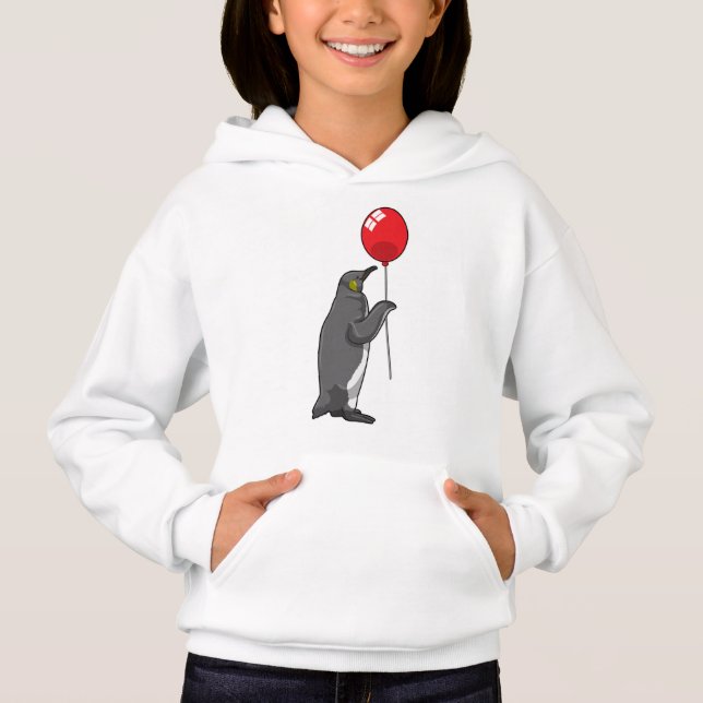 Pinguin mit Balloon Hoodie (Vorderseite)