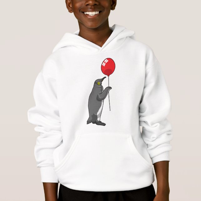 Pinguin mit Balloon Hoodie (Vorderseite)