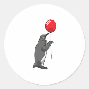 Pinguin mit Balloon Runder Aufkleber