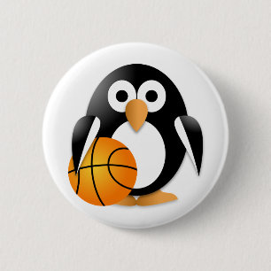 Pinguin mit Basketball Button