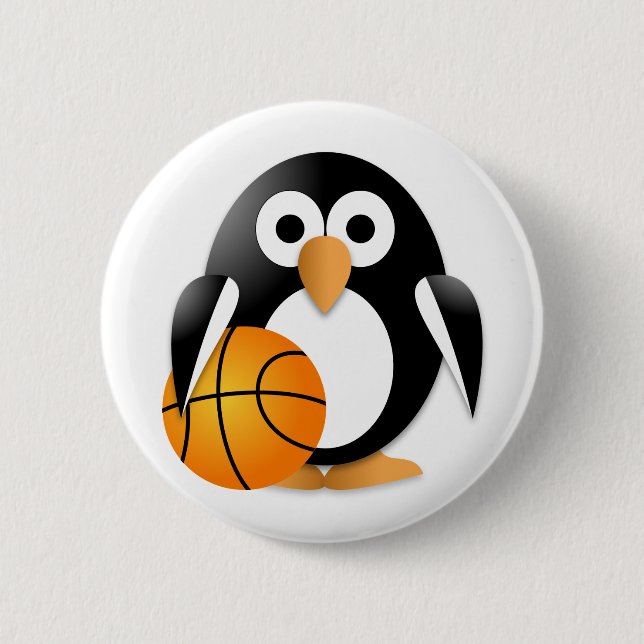 Pinguin mit Basketball Button (Vorderseite)