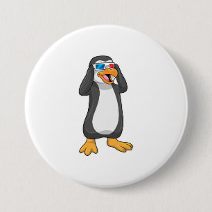 Pinguin mit Brille Button