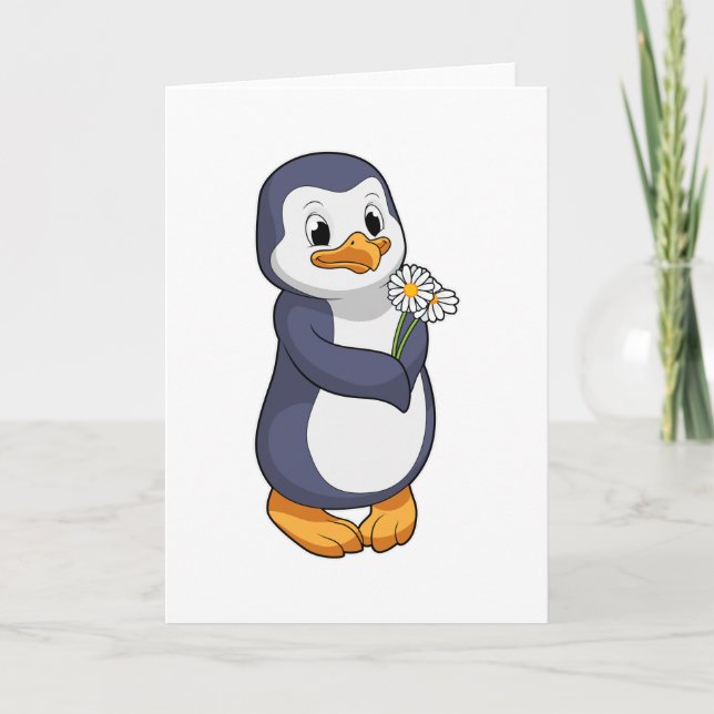Pinguin mit Daisy Karte (Vorderseite)