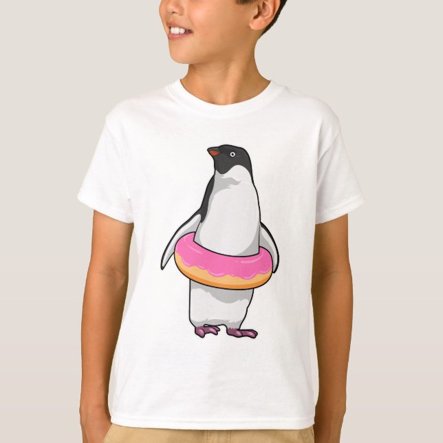 Pinguin mit Donut T-Shirt (Vorderseite)