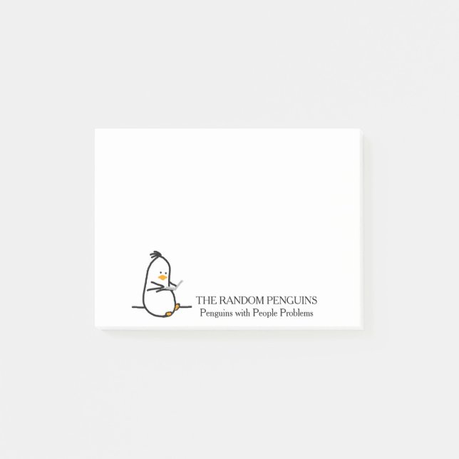 Pinguin mit einem Laptop… auf Post-It Klebezettel (Vorderseite)