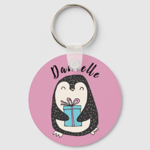 Pinguin mit einem vorhandenen Personalisierten PIn Schlüsselanhänger