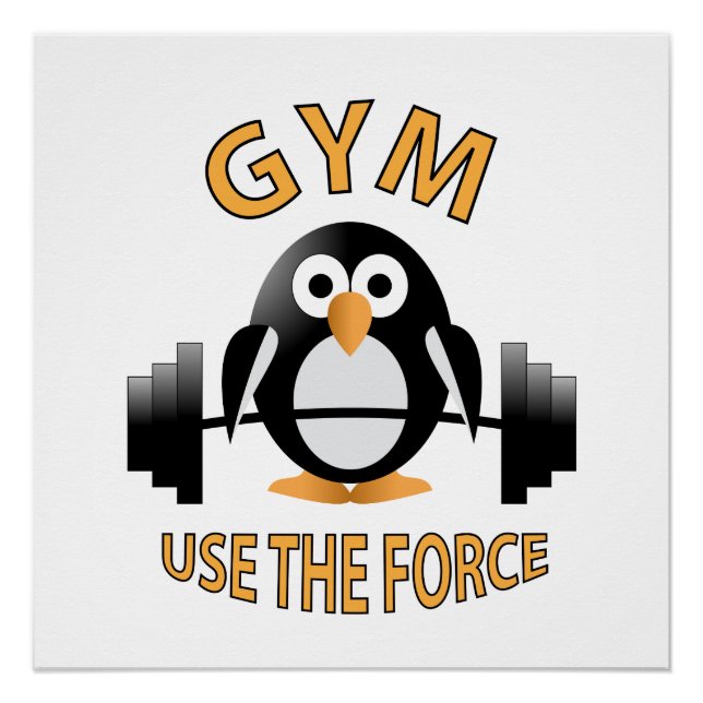 Pinguin mit einer Hantel Poster (Vorderseite)
