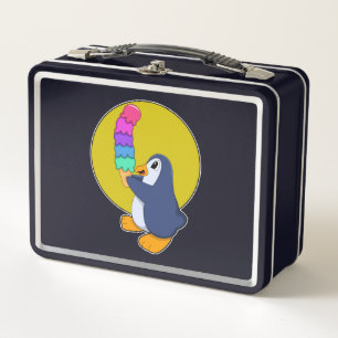 Pinguin mit Eiscreme Metall Brotdose