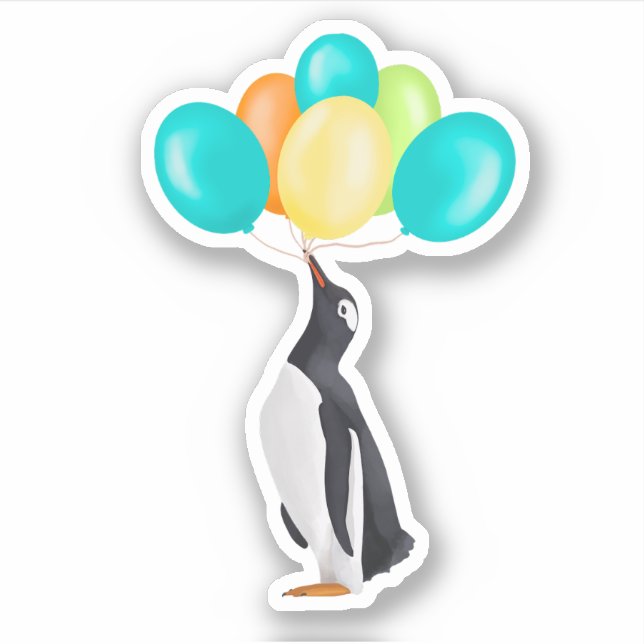 Pinguin mit farbenfrohen Balloons Aufkleber (Vorderseite)