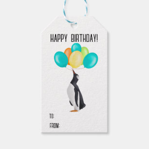 Pinguin mit farbenfrohen Balloons Geschenkanhänger