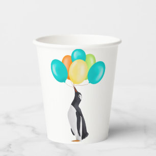 Pinguin mit farbenfrohen Balloons Pappbecher