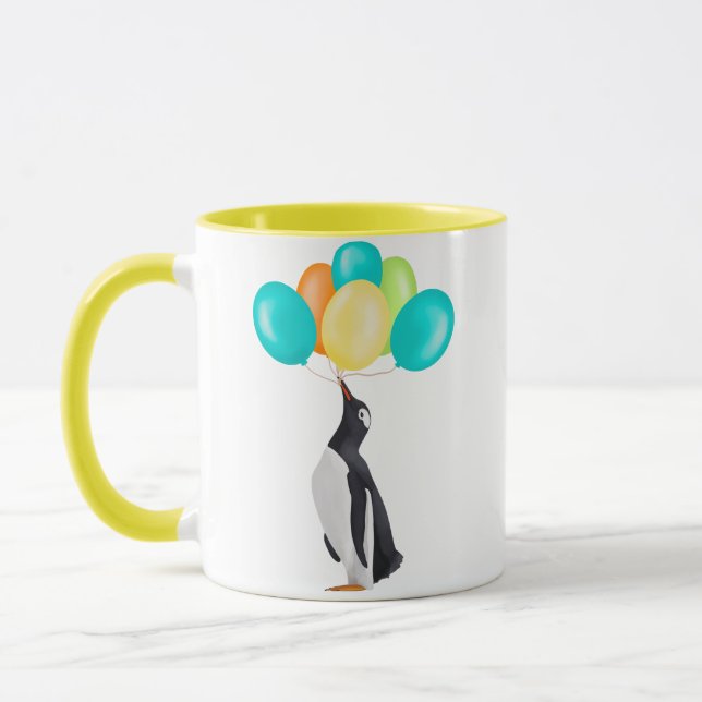 Pinguin mit farbenfrohen Balloons Tasse (Links)