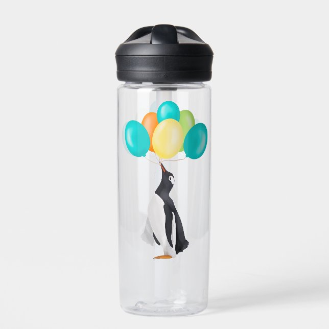 Pinguin mit farbenfrohen Balloons Trinkflasche (Vorderseite)