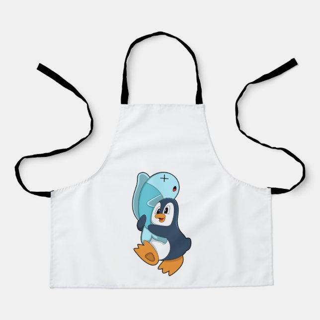 Pinguin mit Fisch Schürze (Vorderseite)
