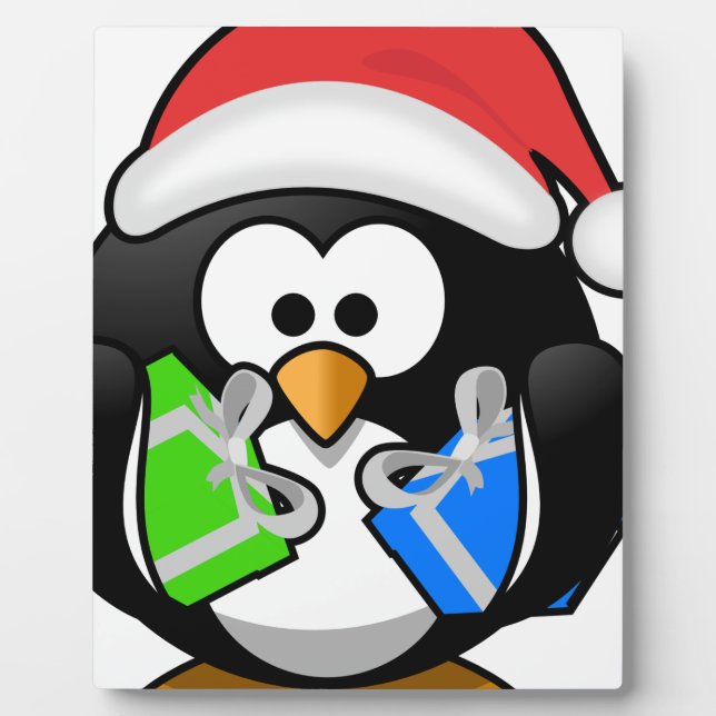 Pinguin mit Geschenken Fotoplatte (Vorderseite)