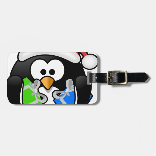 Pinguin mit Geschenken Gepäckanhänger (Vorderseite horizontal)