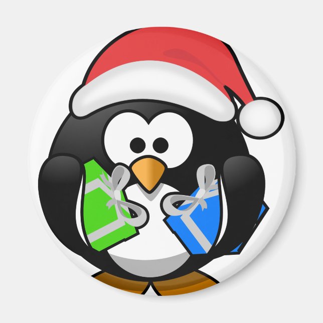 Pinguin mit Geschenken Magnet (Vorne)