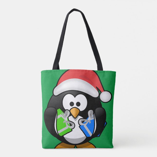 Pinguin mit Geschenken Tasche (Rückseite)