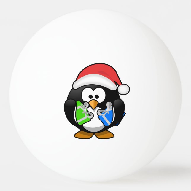 Pinguin mit Geschenken Tischtennisball (Vorderseite)