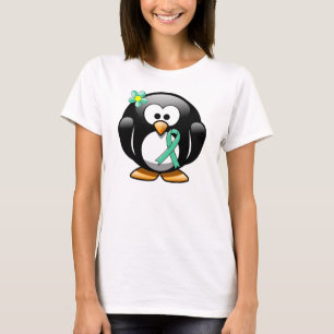 Pinguin mit grüner Minze-Bewusstseins-Schleife T-Shirt