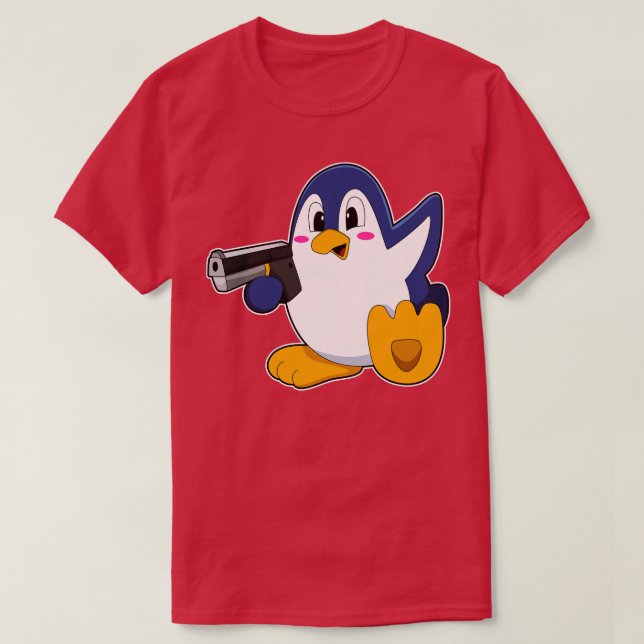 Pinguin mit Gun T-Shirt (Design vorne)