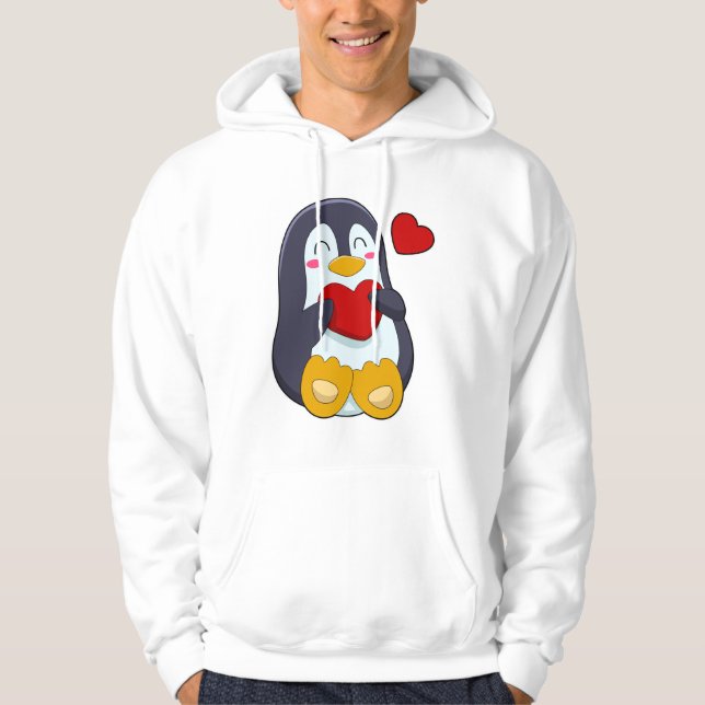 Pinguin mit Herz Hoodie (Vorderseite)
