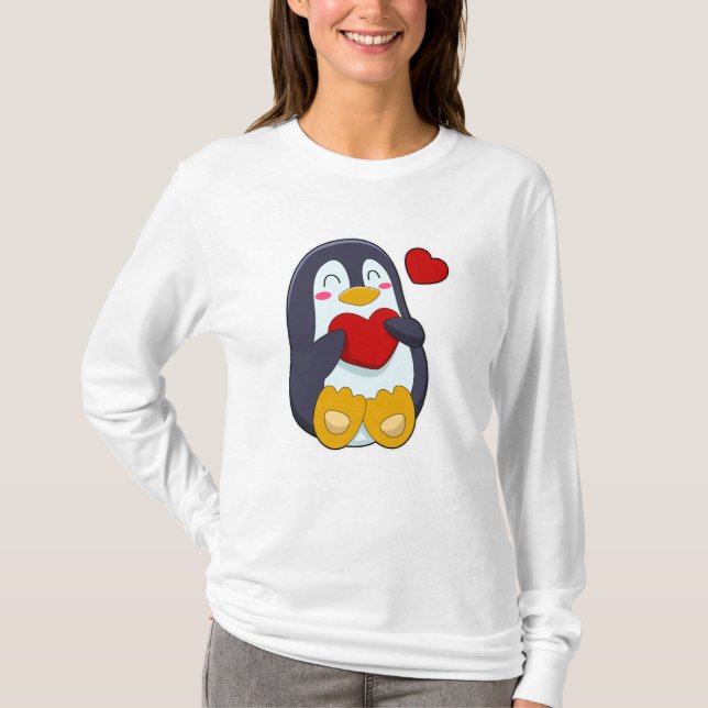 Pinguin mit Herz T-Shirt (Vorderseite)