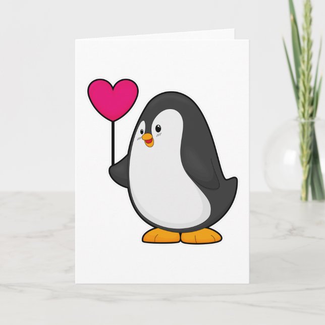 Pinguin mit Herzballon Karte (Vorderseite)