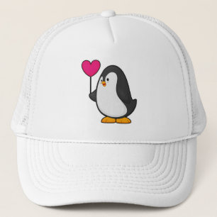 Pinguin mit Herzballon Truckerkappe