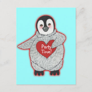 Pinguin mit Herzgeburtstag-Einladung Einladung