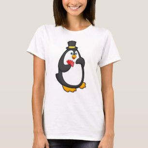 Pinguin mit Hut im Poker mit Poker-Karten T-Shirt