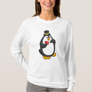Pinguin mit Hut im Poker mit Poker-Karten T-Shirt