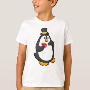 Pinguin mit Hut im Poker mit Poker-Karten T-Shirt
